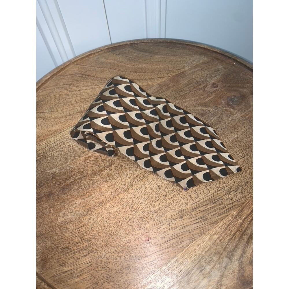 Ted Lapidus Men's Silk Geometric‎ Tie Brown Classic Formal Business